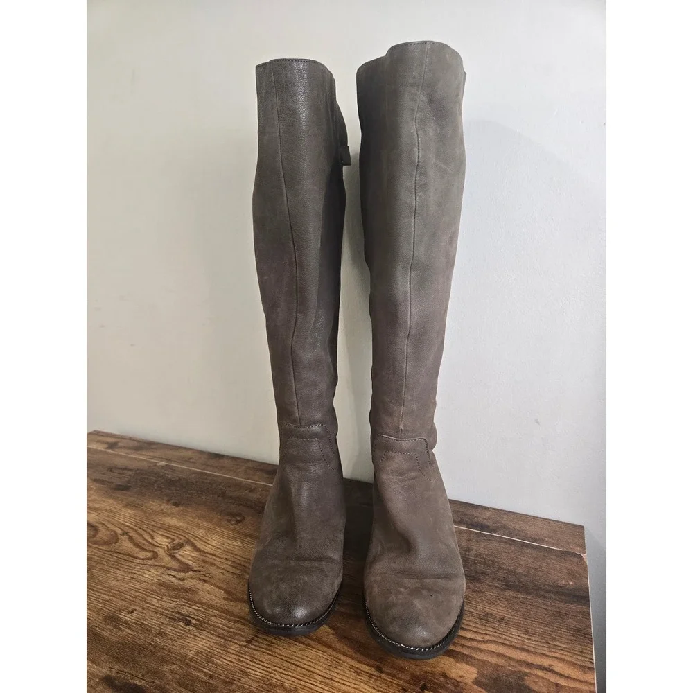 Franco Sarto Brenna Tall Boots Womens 8M Wide Calf Grey Leather Over The Knee